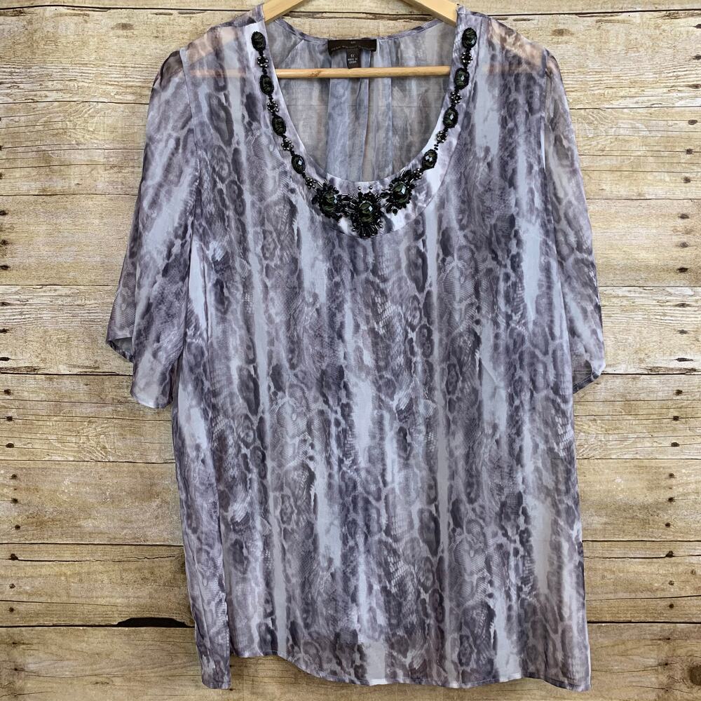 Fenn Wright Manson Sheer Jewel Blouse Artsy Womens 1X